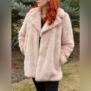 Zara Woman Pink Faux Fur Coat - Medium